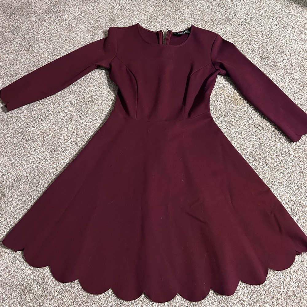 Lulu's Deep Burgundy Long Sleeve Dress